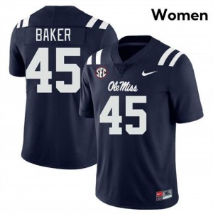 Mike Baker Mississippi Alumni Women #45 College Football Jersey - Navy